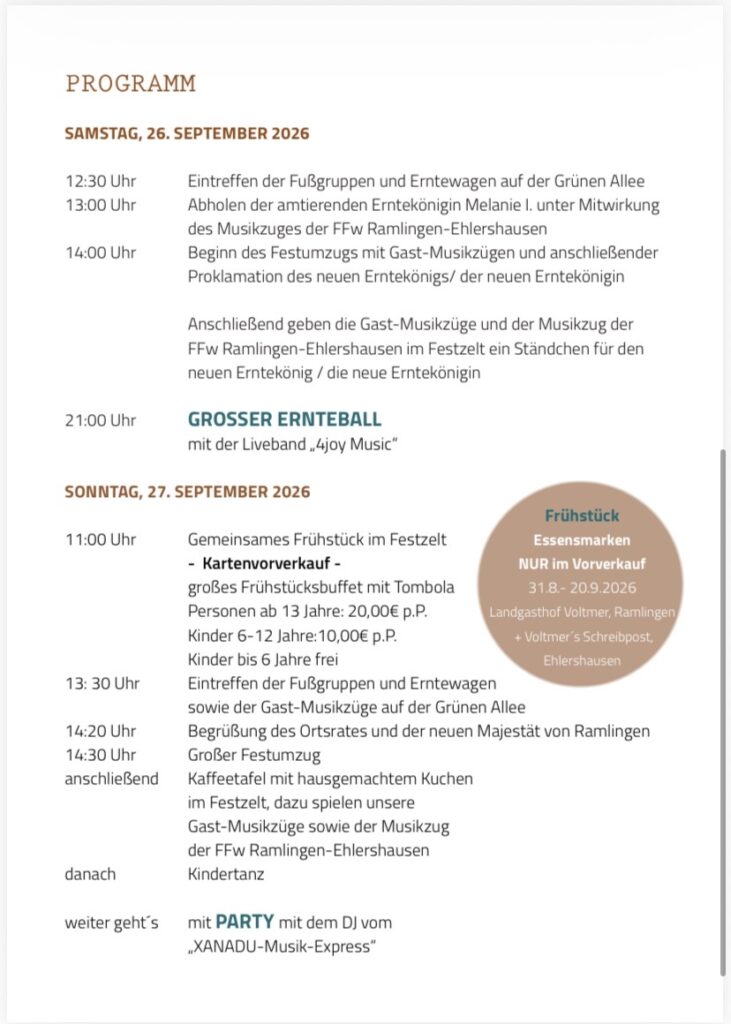 Flyer Erntefest 2026